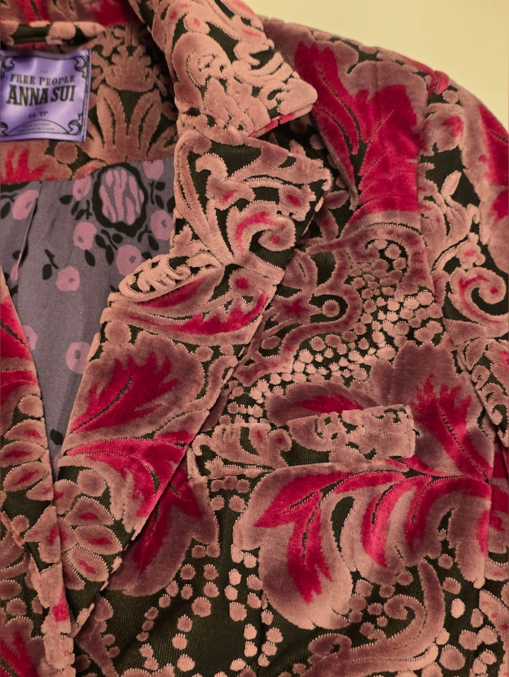 Free People × Anna Sui Purple Floral Lined Jacket & Skirt Set Womens XS - Picture 11 of 14
